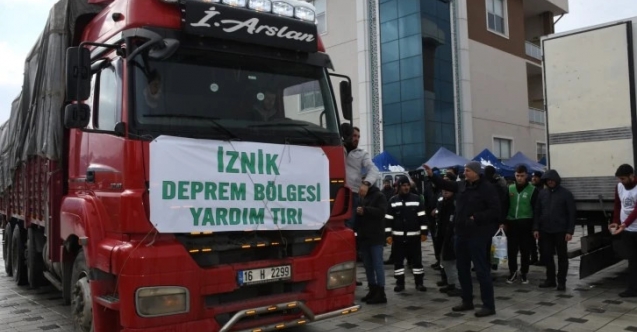 İznik'ten deprem bölgesine 15 tır yardım