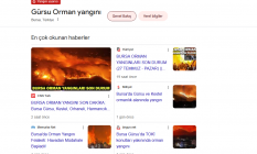Gürsu ve Kestel yangınları Googleda dikkat çekiyor