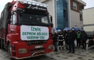 İznik'ten deprem bölgesine 15 tır yardım