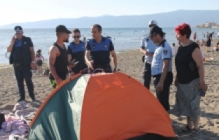 Gemlik sahillerinde çadır operasyonu