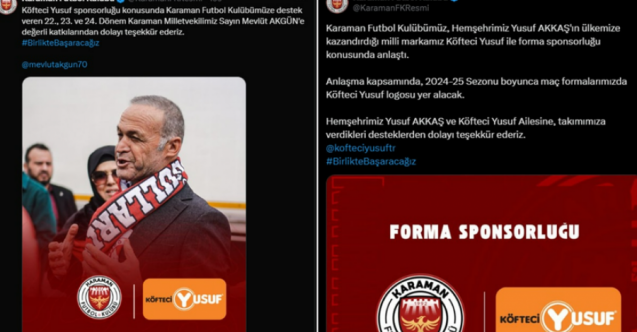 Köfteci Yusuf, Karaman FKya forma sponsoru oldu